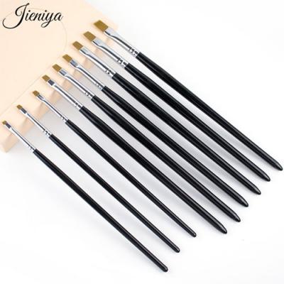 Women Beauty Care Manicure Nail Art Tool Custom Support Black Flat UV Gel Nail Brush